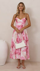 Dallas Midi Dress - Pink Floral