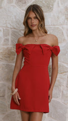 Taylor Bow Mini Dress - Red