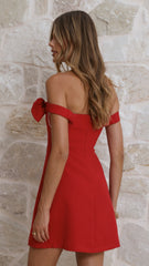 Taylor Bow Mini Dress - Red