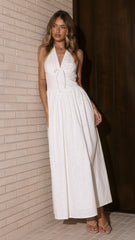 Rachel Tie Back Maxi Dress - White