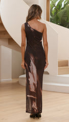 Cataleya Sheer Maxi Dress - Cocoa Ochre