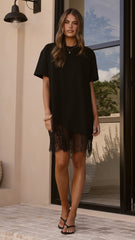Avei Lace T-Shirt Mini Dress - Black