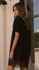Avei Lace T-Shirt Mini Dress - Black