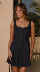 Zena Mini Dress - Dark Denim