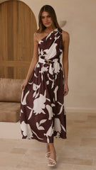 Hadas Maxi Dress - Chocolate/White Print