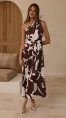 Hadas Maxi Dress - Chocolate/White Print