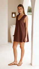Vanessa Oversized Mini Dress - Chocolate