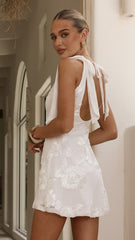 Usha Tie Strap Mini Dress - White