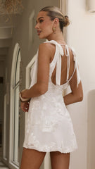 Usha Tie Strap Mini Dress - White