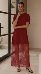 Adora T-Shirt Maxi Dress - Wine