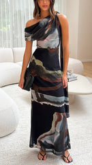 Geneva Maxi Dress - Green Abstract