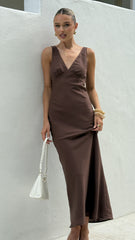 Sammie Linen Maxi Dress - Chocolate