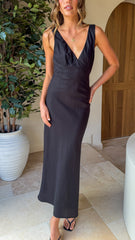 Sammie Linen Maxi Dress - Black