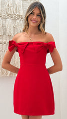Taylor Bow Mini Dress - Red