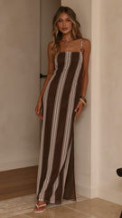 Bria Maxi Dress - Chocolate Stripe