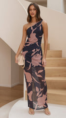Cataleya Mesh Maxi Dress - Navy/Pink