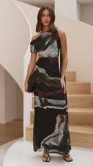 Geneva Maxi Dress - Green Abstract