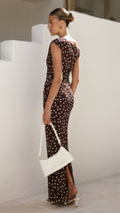 Lilani Maxi Dress - Chocolate/White Polka Dot