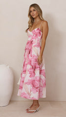 Dallas Midi Dress - Pink Floral