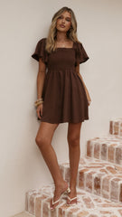 Molly Linen Mini Dress - Chocolate