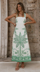 Sella Maxi Dress - Sage Palm Print