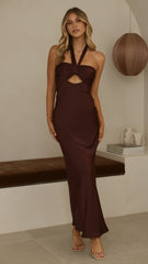 Grace Halter Maxi Dress - Chocolate