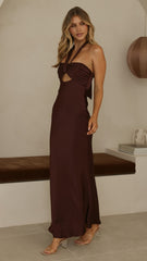 Grace Halter Maxi Dress - Chocolate