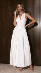 Rachel Tie Back Maxi Dress - White