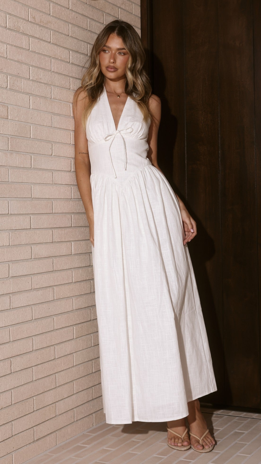 Rachel Tie Back Maxi Dress - White
