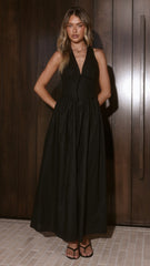 Rachel Tie Back Maxi Dress - Black
