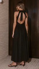 Rachel Tie Back Maxi Dress - Black