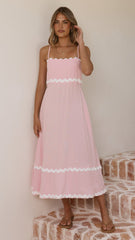 Seraphina Maxi Dress - Pink/White