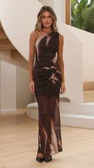 Cataleya Sheer Maxi Dress - Cocoa Ochre