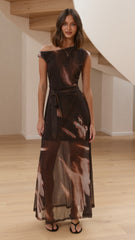 Gemma Sheer Maxi Dress - Cocoa Ochre