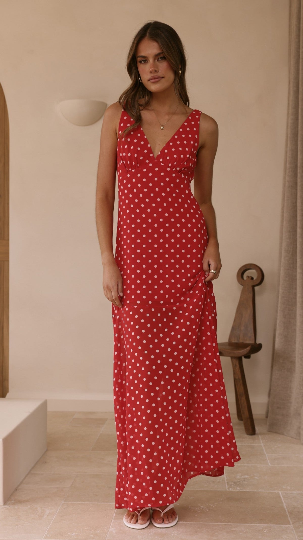 Oriella Maxi Dress - Red Polka