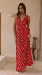 Oriella Maxi Dress - Red Polka