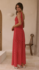 Oriella Maxi Dress - Red Polka