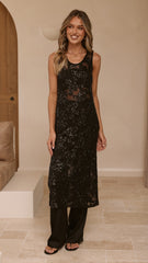 Valencia Sequin Maxi Dress - Black