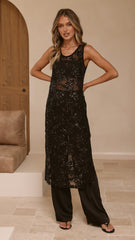 Valencia Sequin Maxi Dress - Black