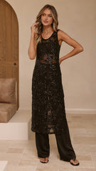 Valencia Sequin Maxi Dress - Black