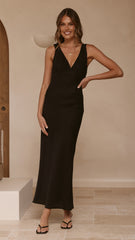 Sammie Linen Maxi Dress - Black