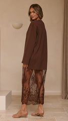 Kailey Lace Maxi Dress - Brown