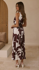 Hadas Maxi Dress - Chocolate/White Print