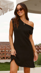 Robin Off Shoulder Mini Dress - Black