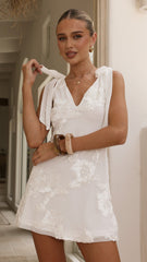 Usha Tie Strap Mini Dress - White