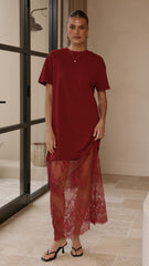 Adora T-Shirt Maxi Dress - Wine