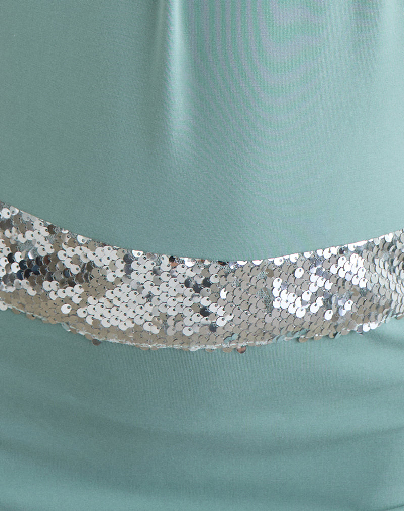 Karuna High Neck Maxi Dress in Aqua Grey