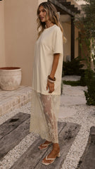 Kai Lace T-Shirt Maxi Dress - Yellow