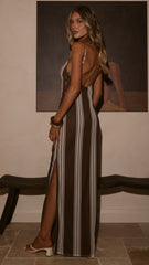 Bria Maxi Dress - Chocolate Stripe