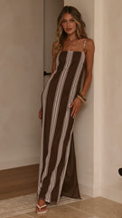 Bria Maxi Dress - Chocolate Stripe